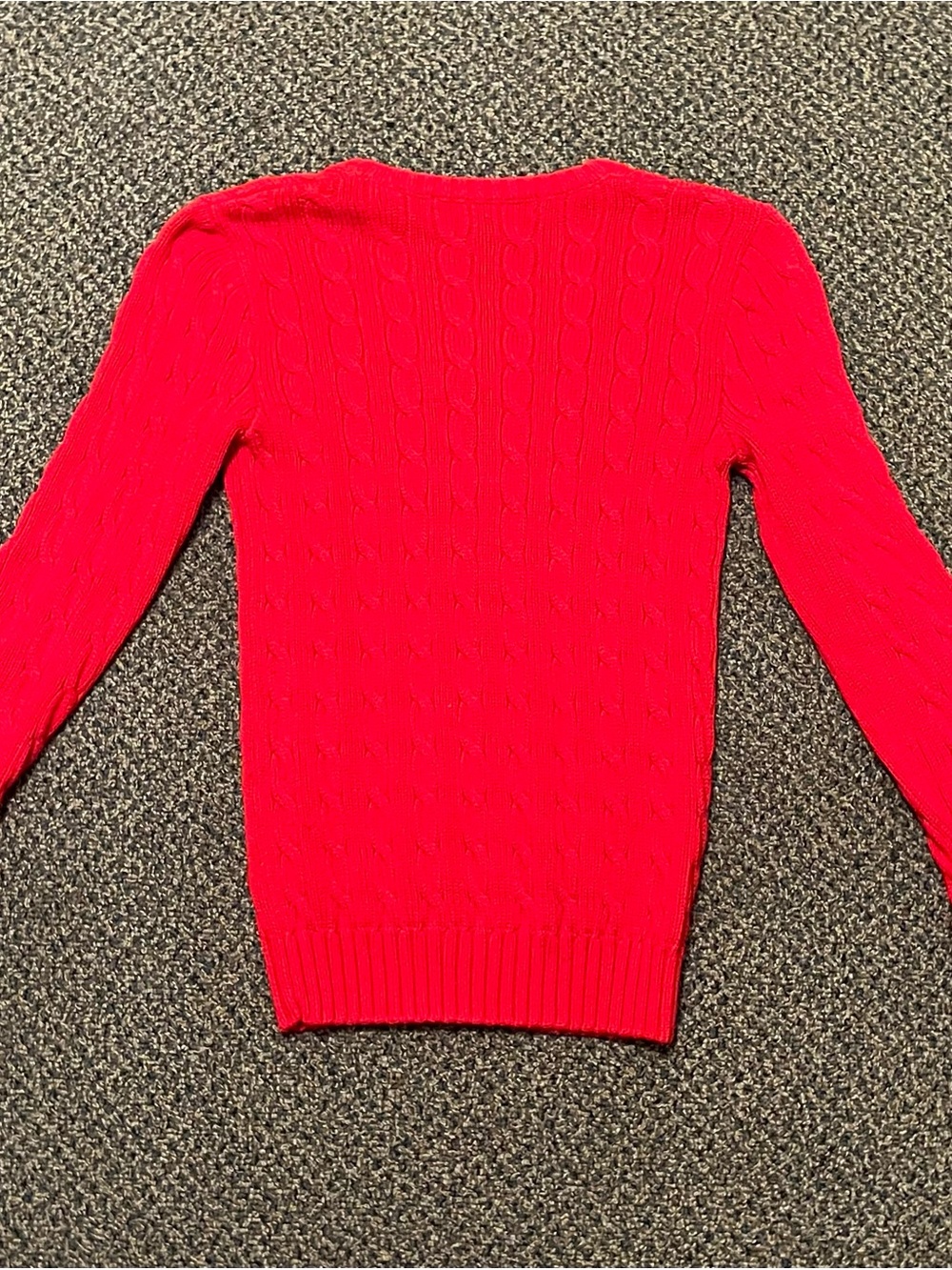 Ralph Lauren Women’s Red Cable-Knit V-Neck Sweater - Picture 4 of 4